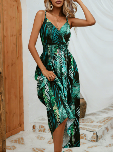 Bohemian Maxi Jurk met Smock Taille voor Dames