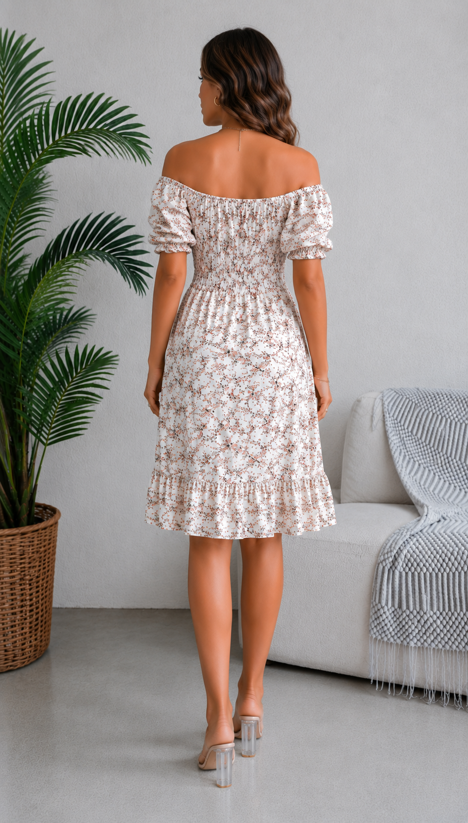 Bloemen Off-Shoulder Midi Jurk voor Dames