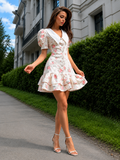 Bloemenprint Mini Jurk met Kraag voor Dames