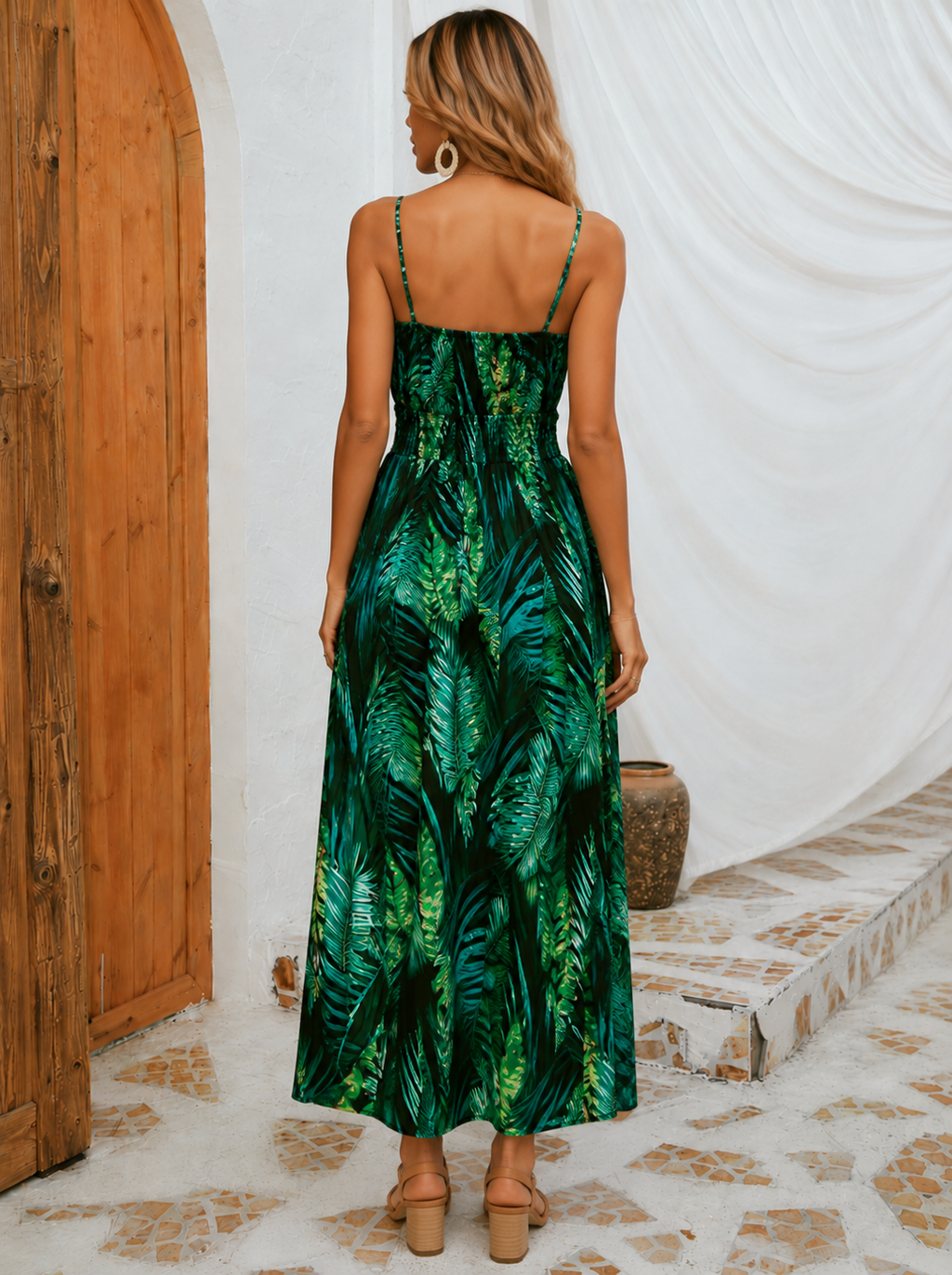 Bohemian Maxi Jurk met Smock Taille voor Dames