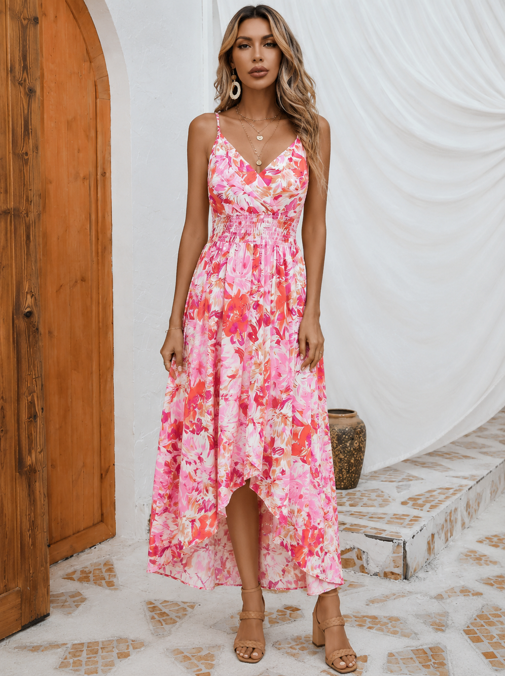 Bohemian Maxi Jurk met Smock Taille voor Dames