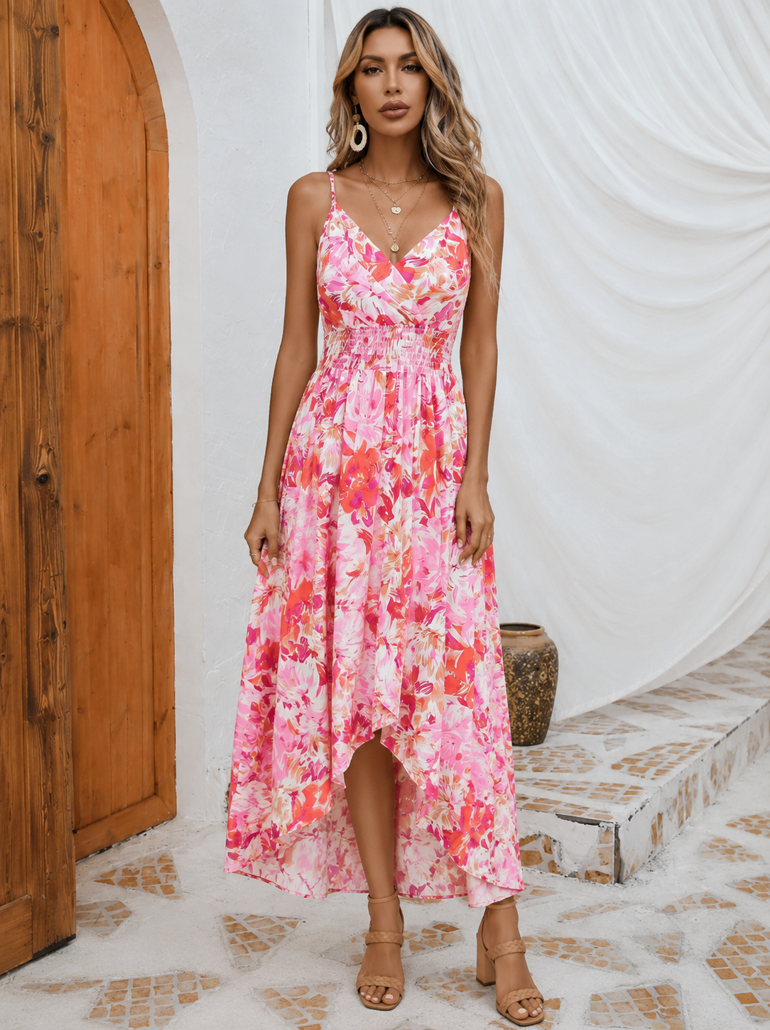 Bohemian Maxi Jurk met Smock Taille voor Dames