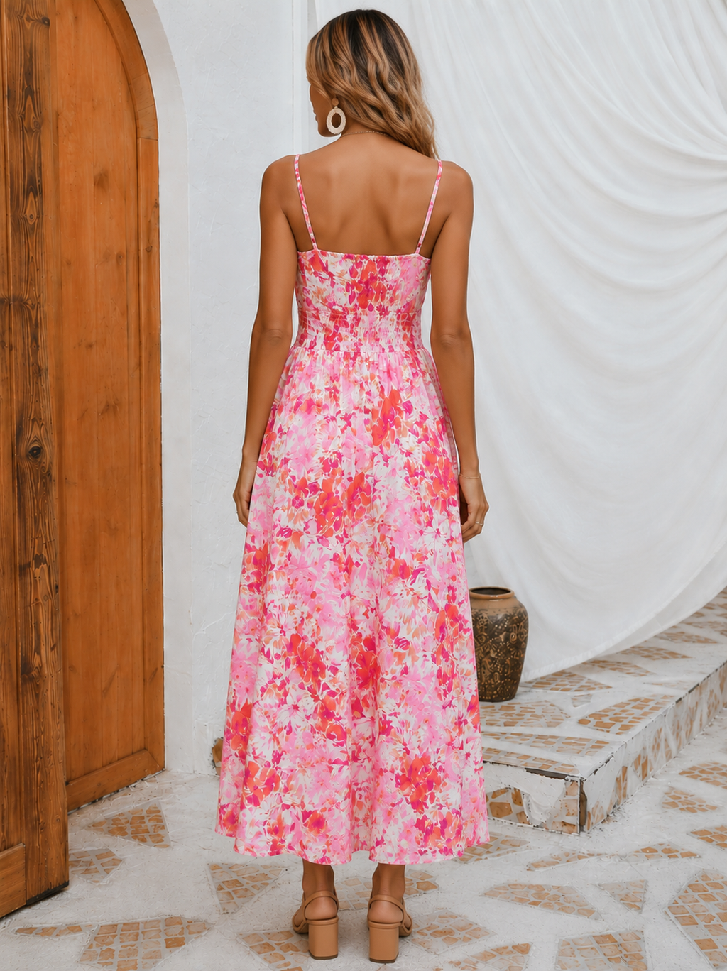 Bohemian Maxi Jurk met Smock Taille voor Dames