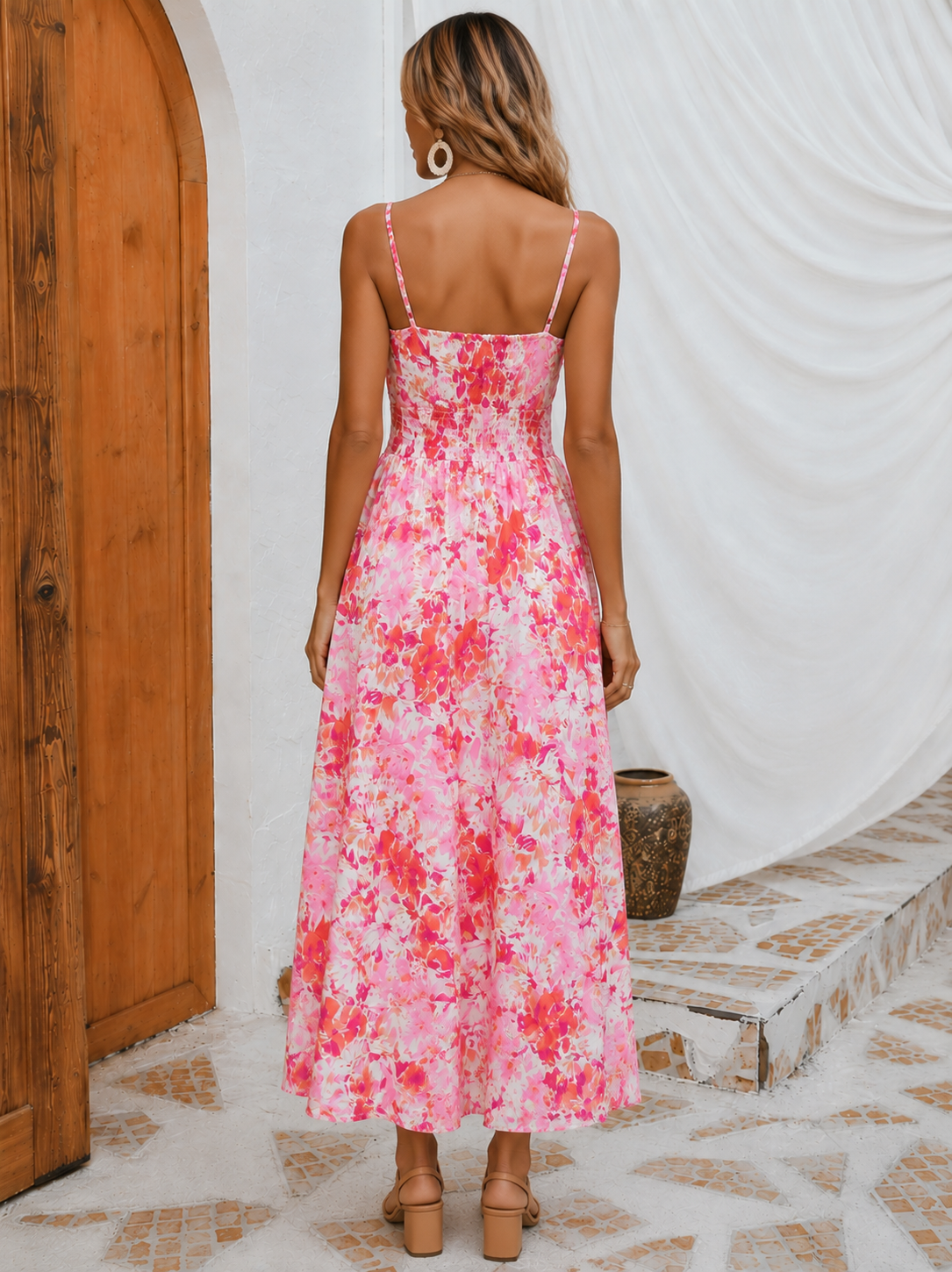 Bohemian Maxi Jurk met Smock Taille voor Dames