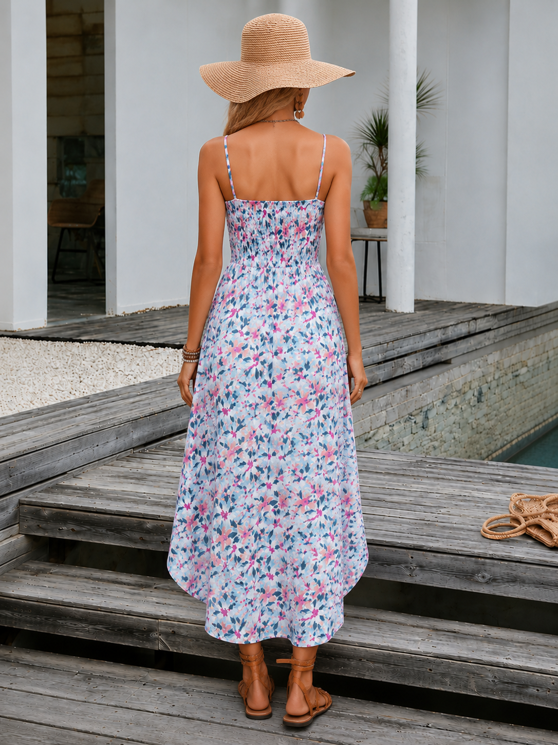 Bohemian Maxi Jurk met Smock Taille voor Dames