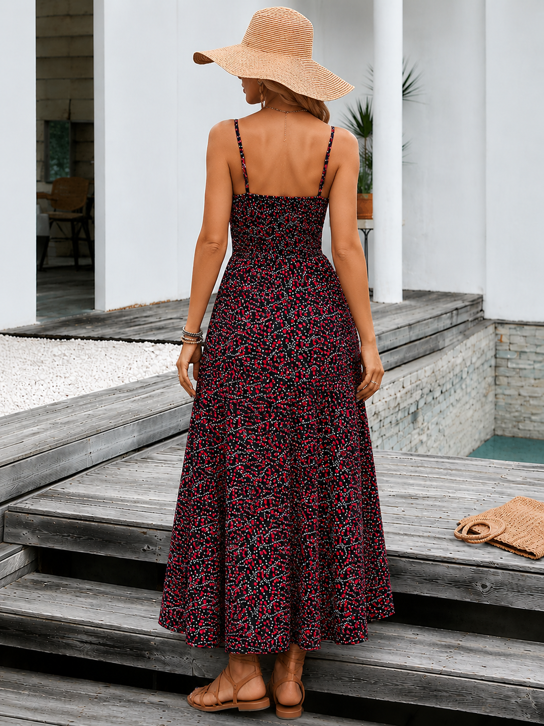Bohemian Maxi Jurk met Smock Taille voor Dames