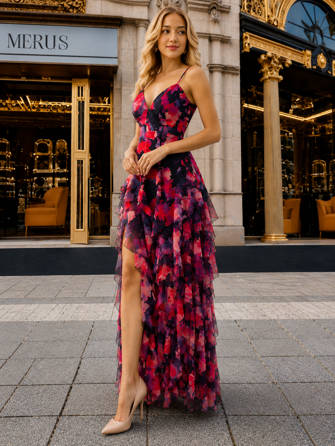 Elegante Bloemenprint Maxi Jurk voor Dames