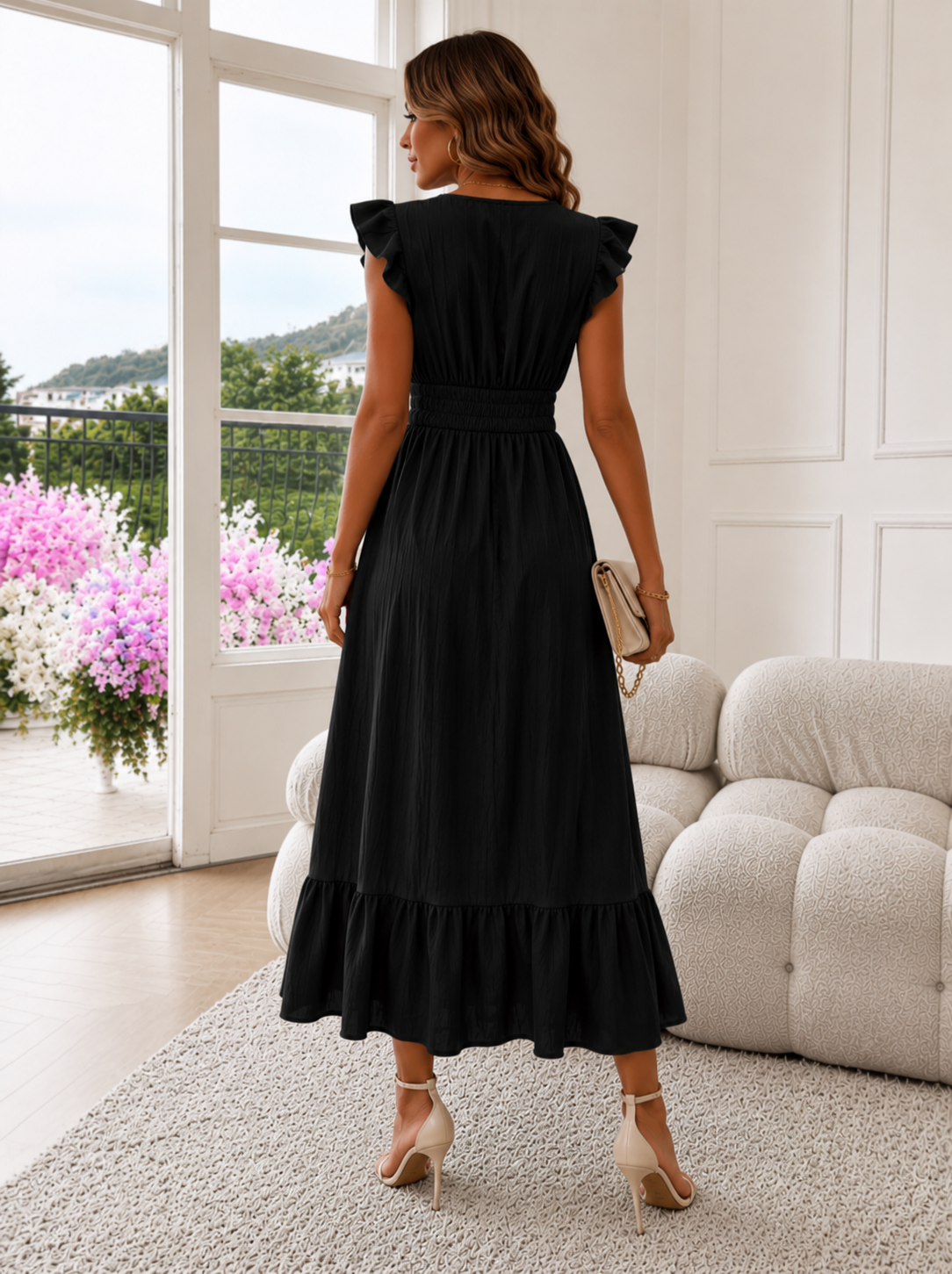 Elegante Maxi Jurk met V-Hals voor Dames