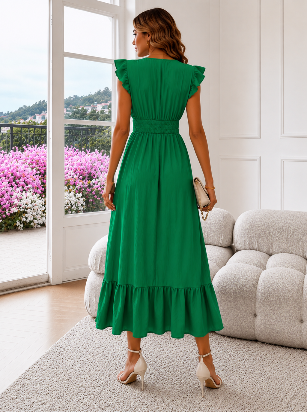 Elegante Maxi Jurk met V-Hals voor Dames