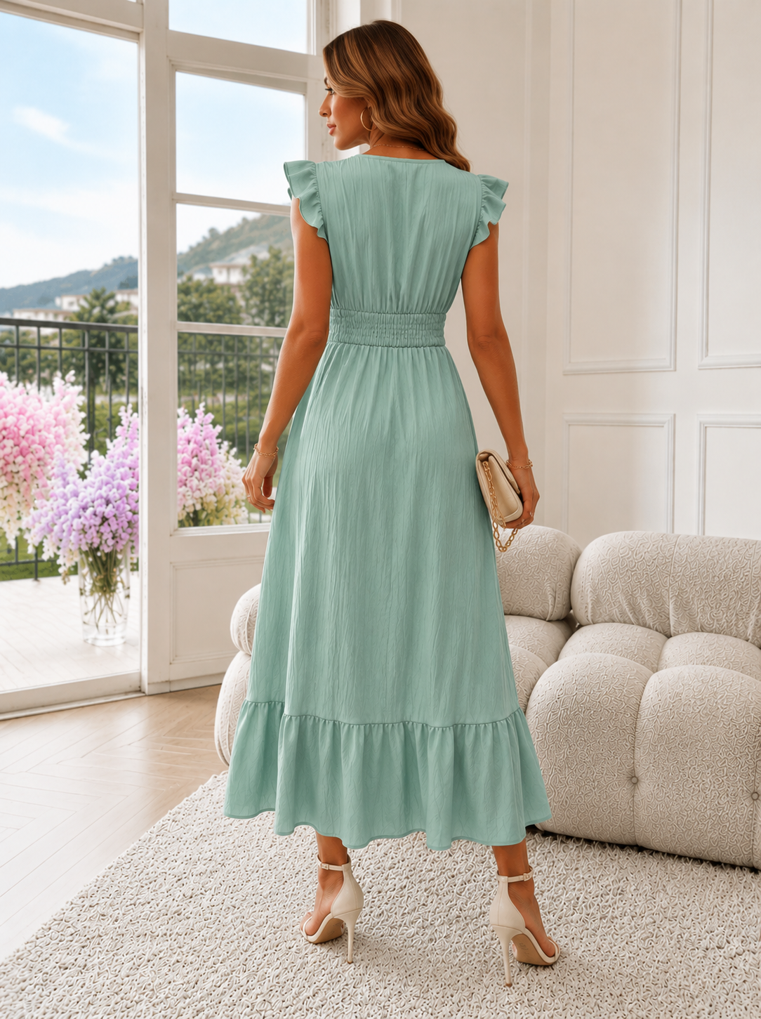 Elegante Maxi Jurk met V-Hals voor Dames