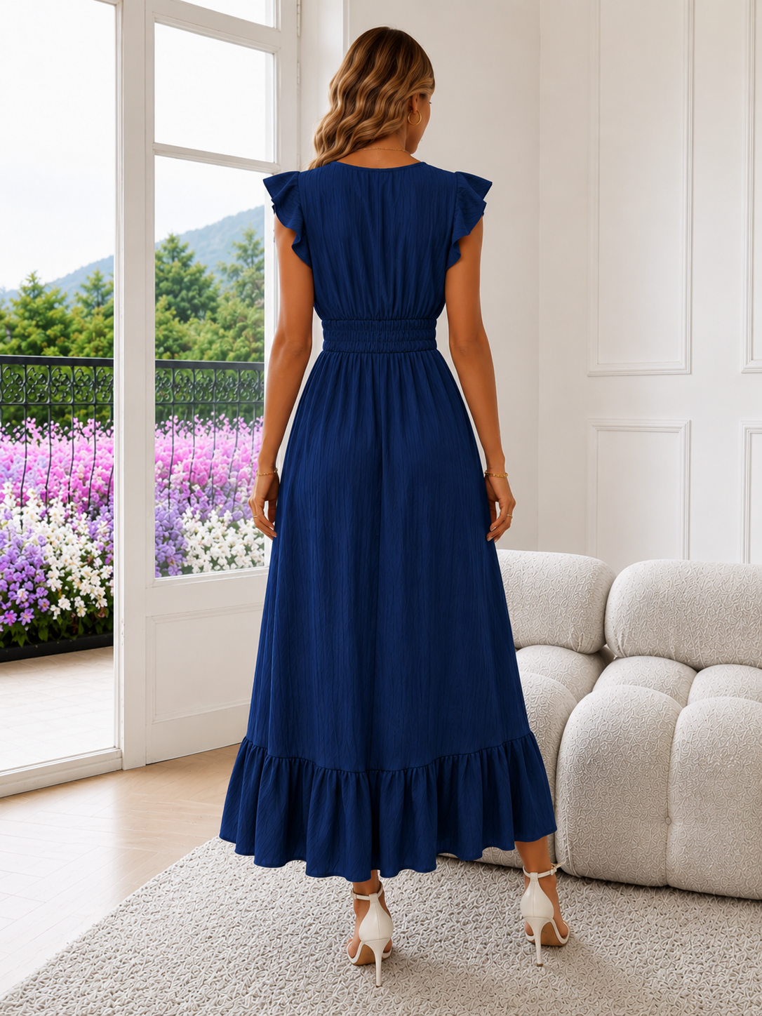 Elegante Maxi Jurk met V-Hals voor Dames