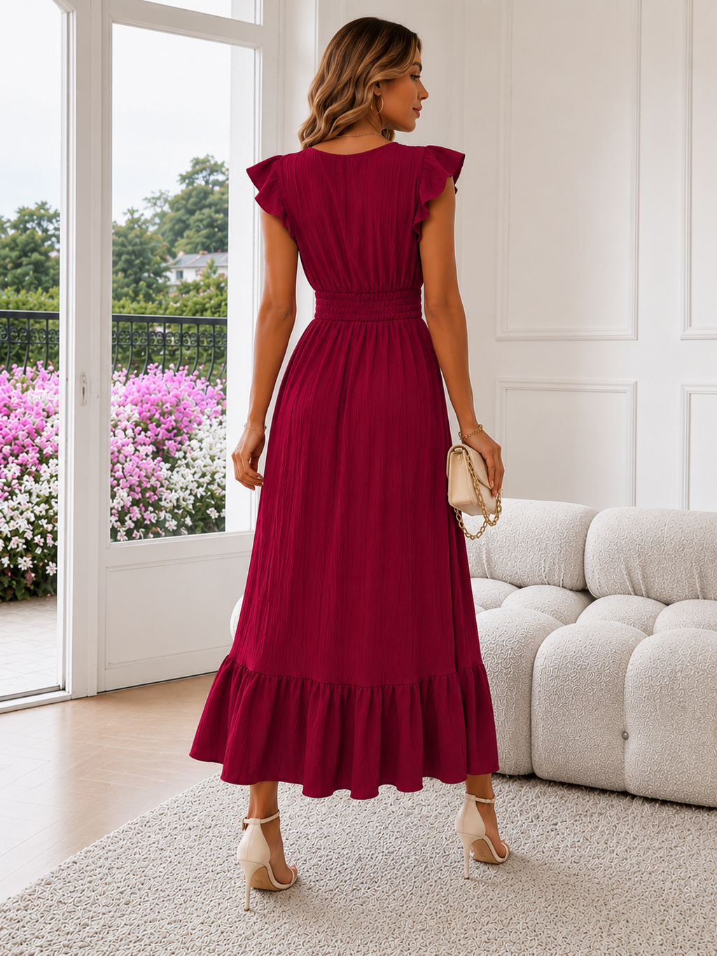 Elegante Maxi Jurk met V-Hals voor Dames
