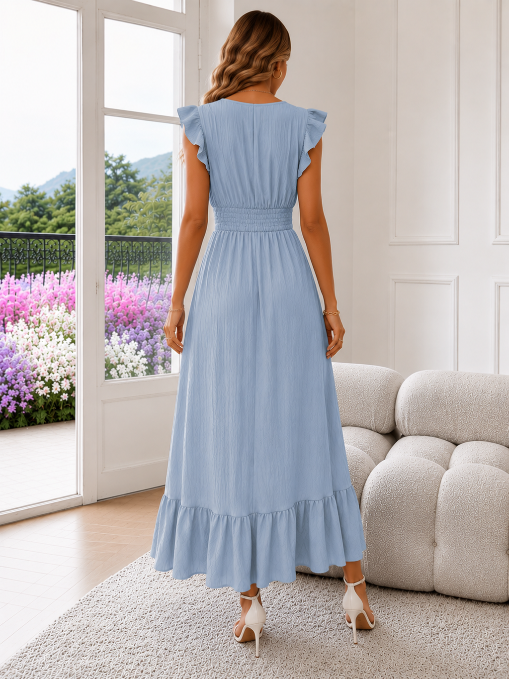Elegante Maxi Jurk met V-Hals voor Dames