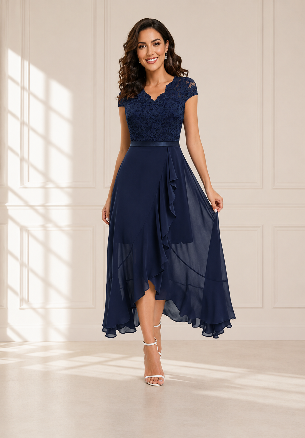 Elegante Zwarte Maxi Jurk met Kant voor Dames