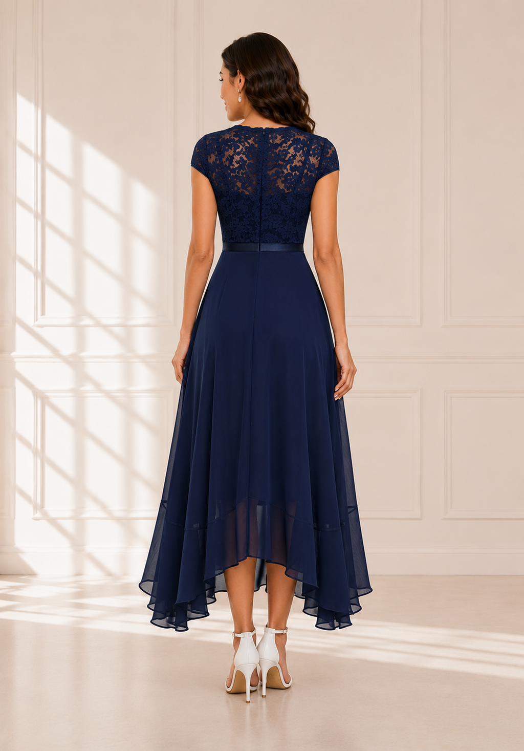 Elegante Zwarte Maxi Jurk met Kant voor Dames