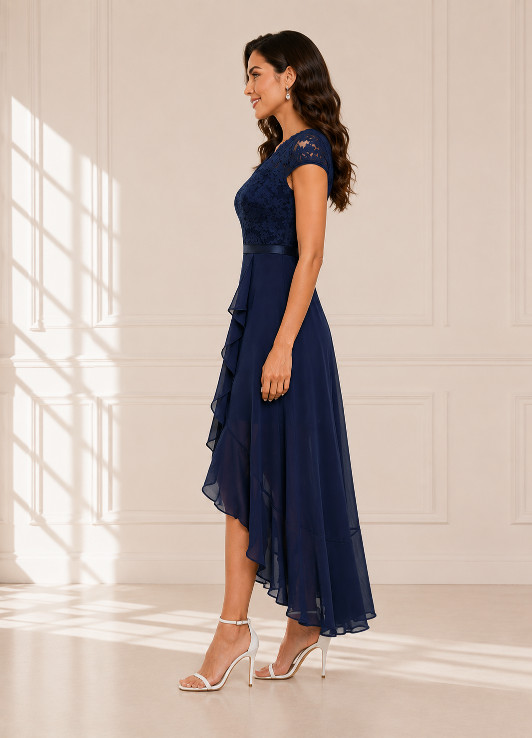Elegante Zwarte Maxi Jurk met Kant voor Dames