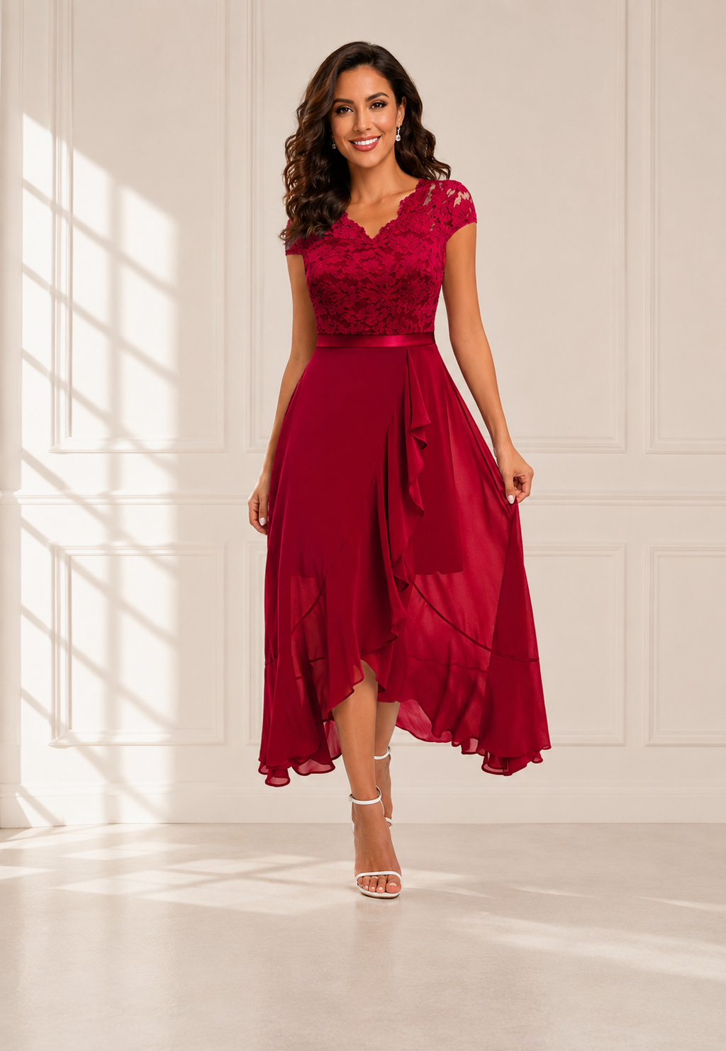 Elegante Zwarte Maxi Jurk met Kant voor Dames