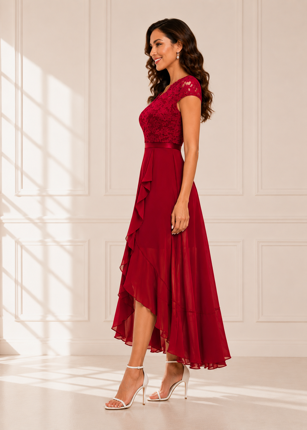 Elegante Zwarte Maxi Jurk met Kant voor Dames