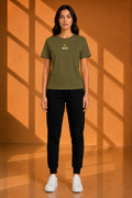 Essential Olijf Premium Katoenen Dames T-Shirt